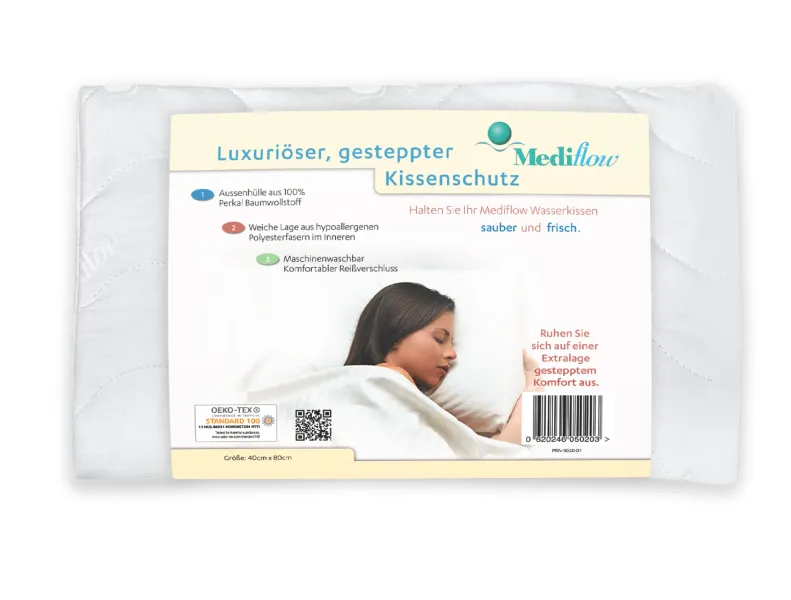Preview: Mediflow Original Wasserkissen Faserflaum + Luxus-Bezug Preview: Wasserbetten-Centrum Werl - mediflow Wasserkissen 5001
